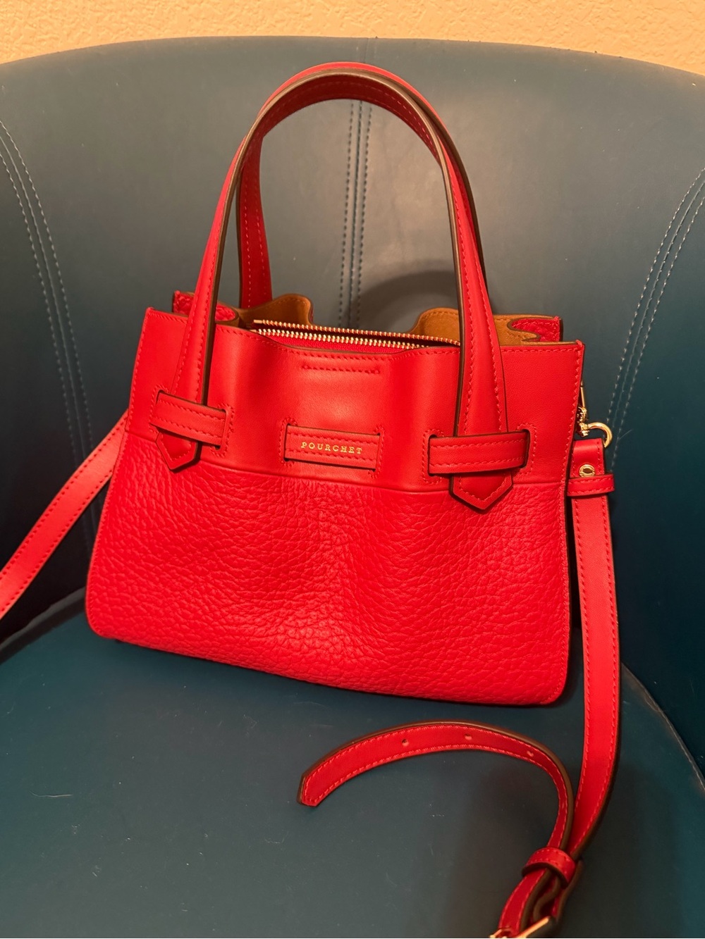 Maison Pourchet Blossom Small red satchel/crossbody *NEW